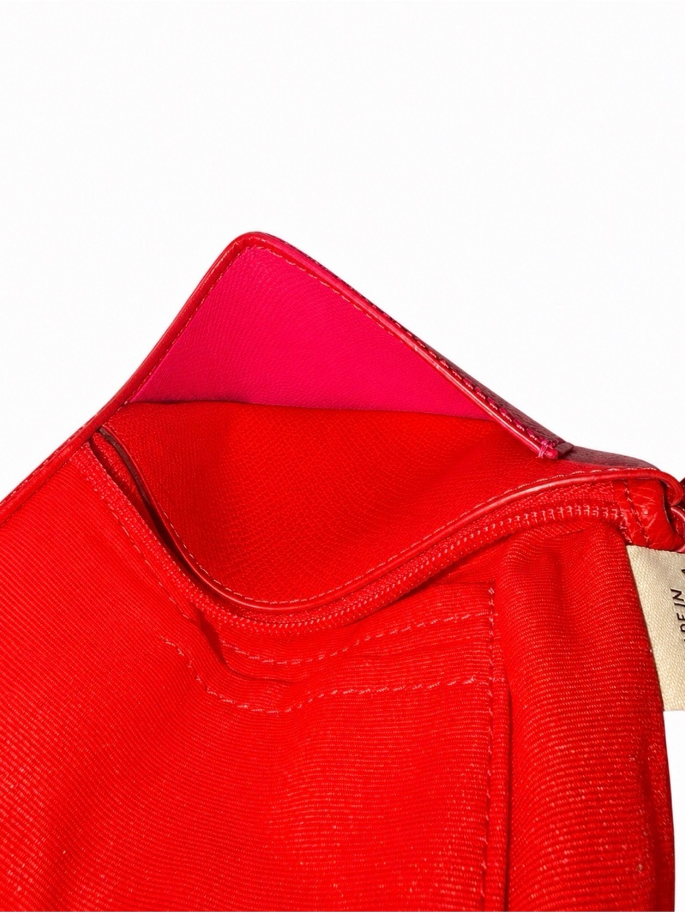 Coach F53142 Red Pink Colorblock Crossgrain Leather Wristlet Gold Hardware - Picture 5 of 9
